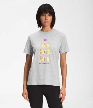 Camiseta The North Face Corta Sleeve Brand Proud Mujer Gris Claro | CL-CNIXK