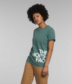 Camiseta The North Face Corta Sleeve Brand Proud Mujer Verde | CHILE-NQTPV