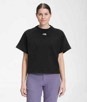 Camiseta The North Face Corta Sleeve Felted Fleece Crew Mujer Negras | CHILE-FBSAP