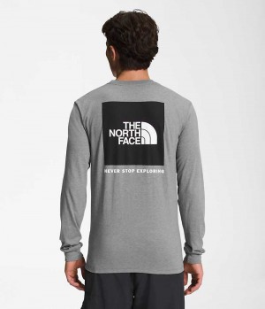 Camiseta The North Face Long Sleeve Box NSE Hombre Gris | CL-YBPJM