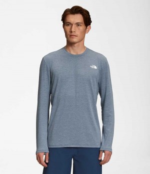 Camiseta The North Face Wander Long Sleeve Hombre Azules | CHILE-XHAPN