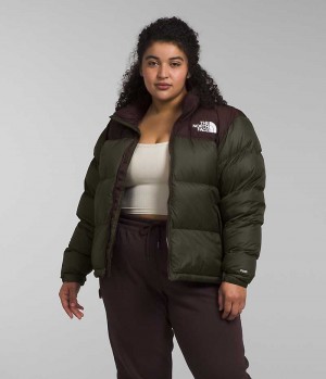 Chaqueta Plumas The North Face Plus 1996 Retro Nuptse Mujer Verde Marrones | CHILE-JELWA