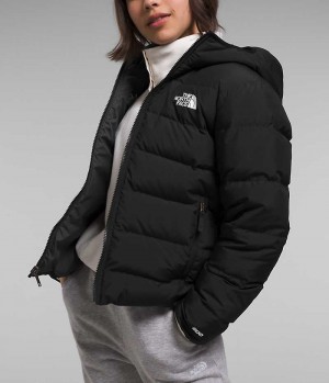 Chaqueta Plumas The North Face Reversible North Encapuchado Niña Negras | CL-VUDHT