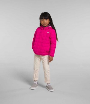 Chaqueta Plumas The North Face Reversible ThermoBall™ Encapuchado Niña Rosas | CL-RGQMI