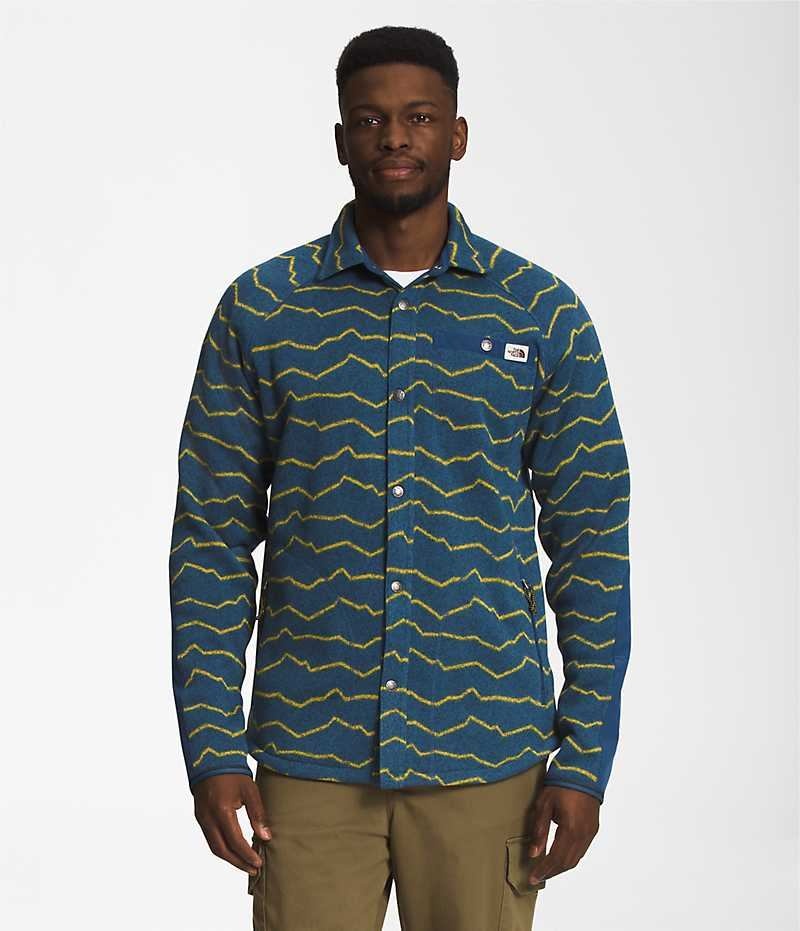 Camisa The North Face Printed Gordon Lyons Shacket Hombre Azules | CHILE-RFPEZ