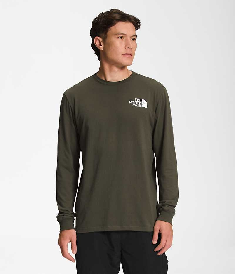 Camiseta The North Face Long Sleeve Box NSE Hombre Verde Oliva | CL-TSHDF