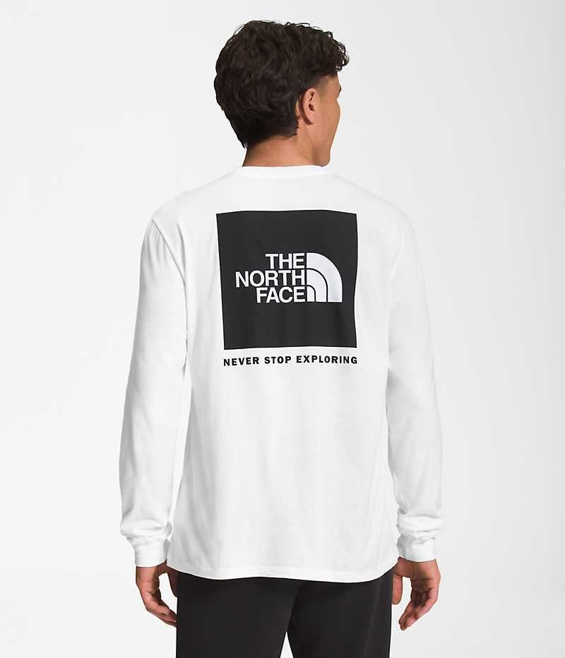 Camiseta The North Face Long Sleeve Box NSE Hombre Blancas | CHILE-ZHMWG