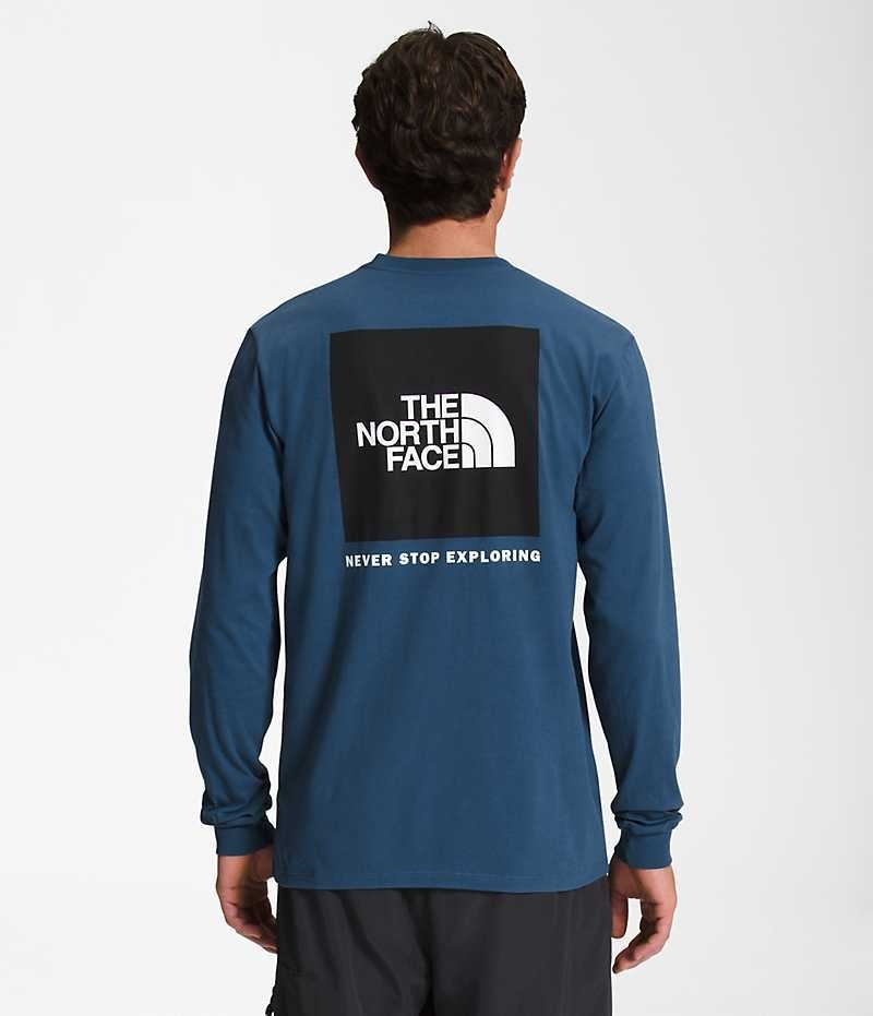 Camiseta The North Face Long Sleeve Box NSE Hombre Azules | CL-HIRBN