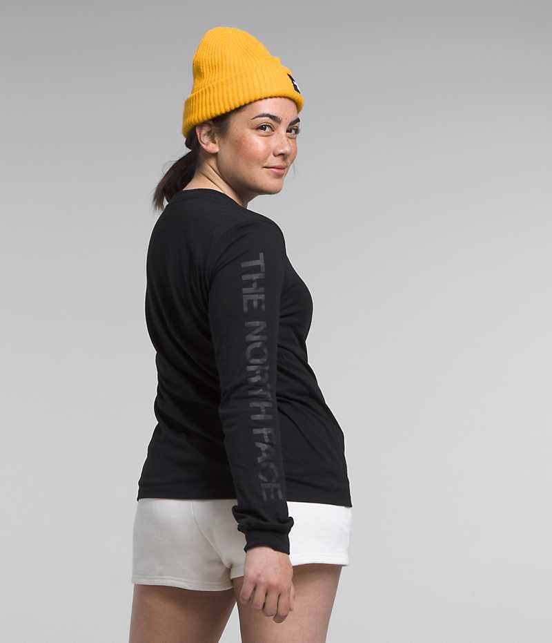 Camiseta The North Face Long Sleeve Sleeve Hit Estampadas Mujer Negras | CL-ESVOP