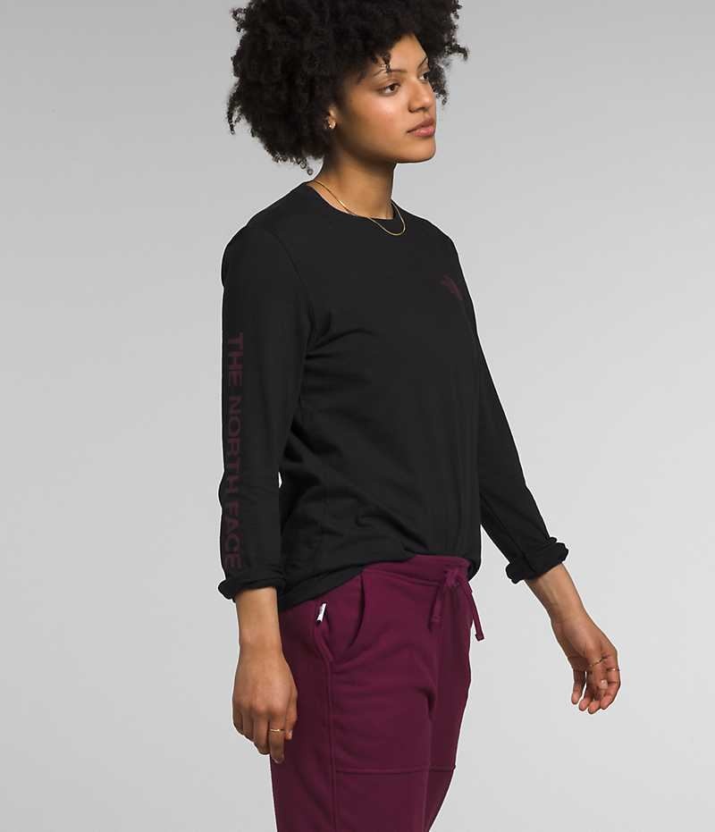 Camiseta The North Face Long Sleeve Sleeve Hit Estampadas Mujer Negras | CHILE-EYJUM