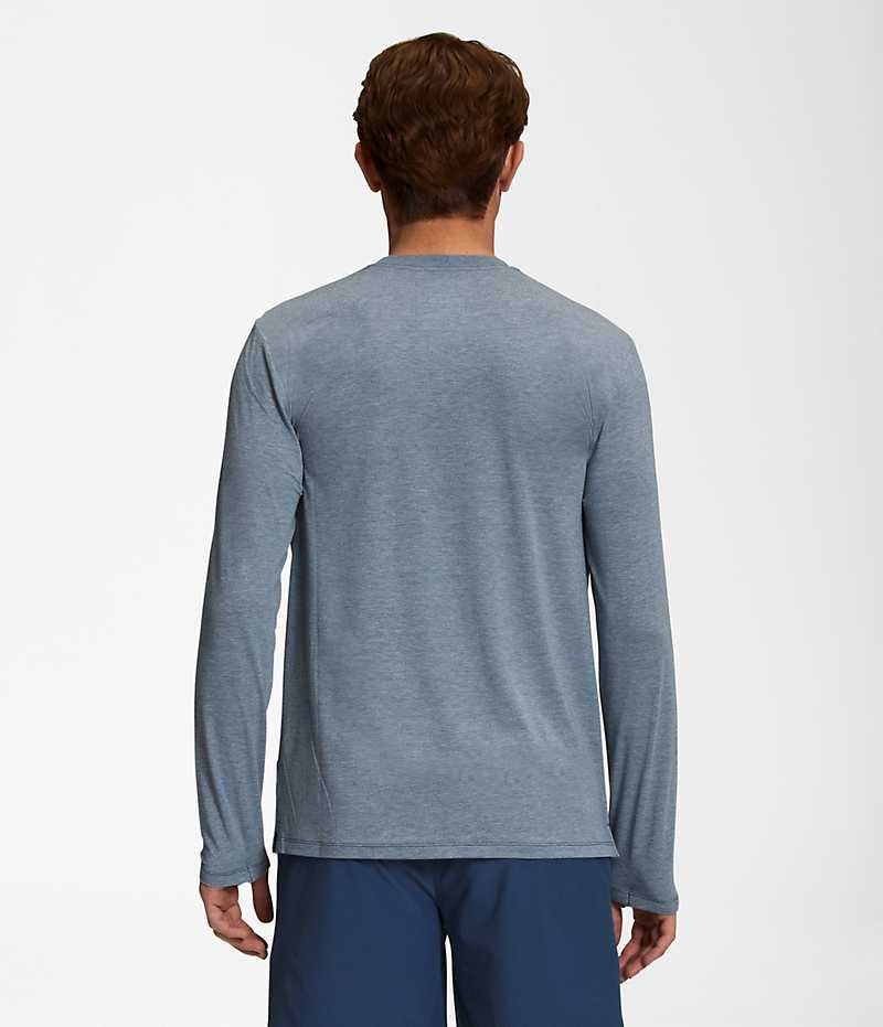 Camiseta The North Face Wander Long Sleeve Hombre Azules | CHILE-XHAPN