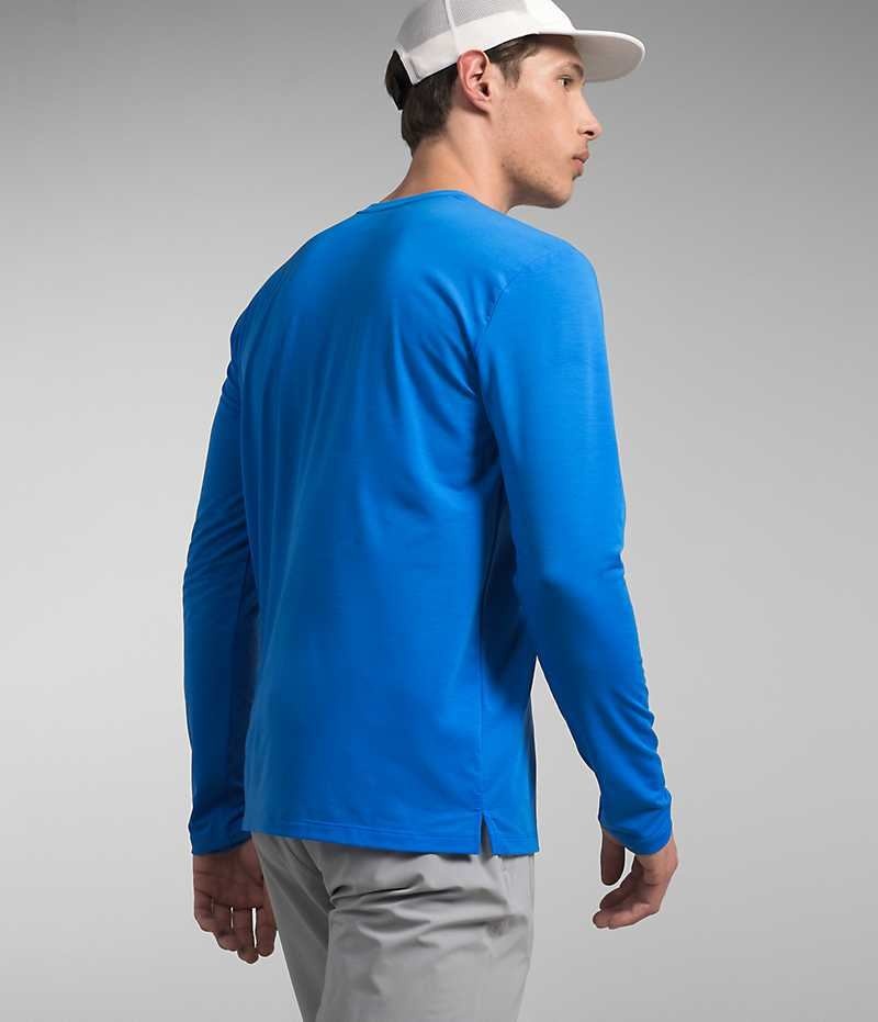 Camiseta The North Face Wander Long Sleeve Hombre Azules | CL-YAESC