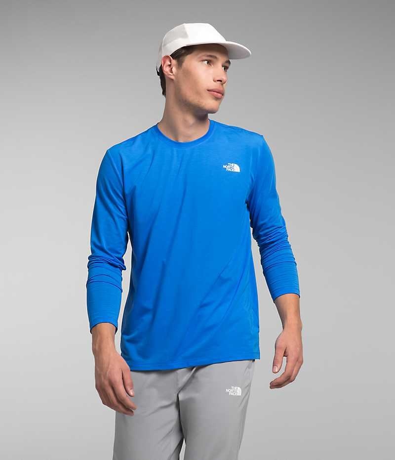 Camiseta The North Face Wander Long Sleeve Hombre Azules | CL-YAESC