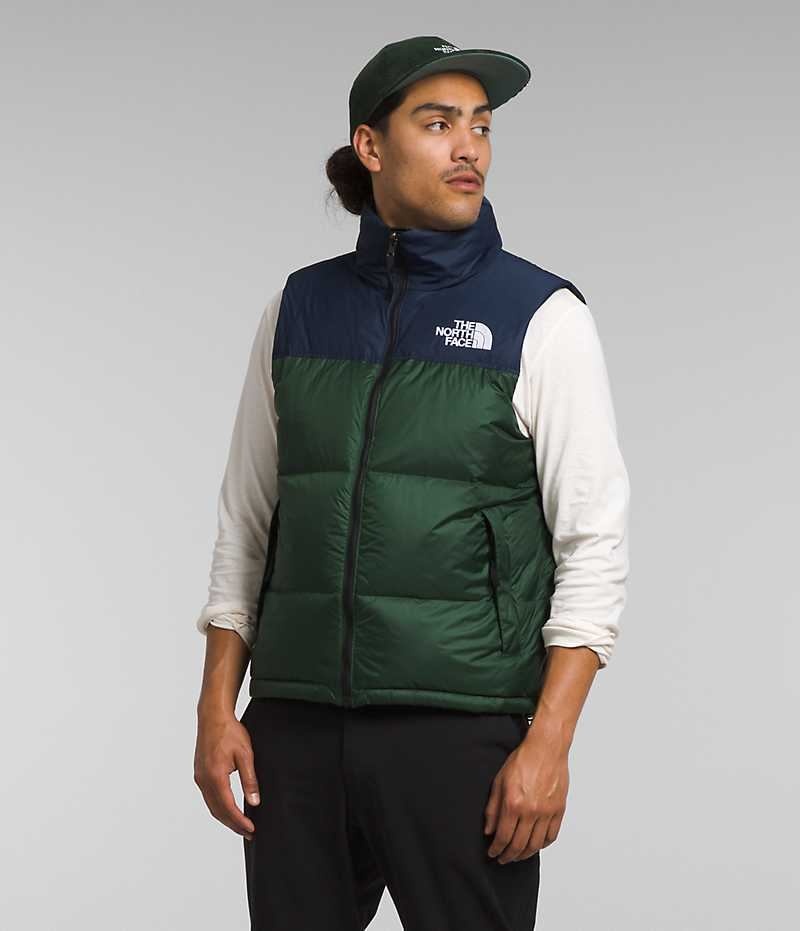 Chaleco de Plumas The North Face 1996 Retro Nuptse Hombre Verde Azul Marino | CHILE-SHZWQ