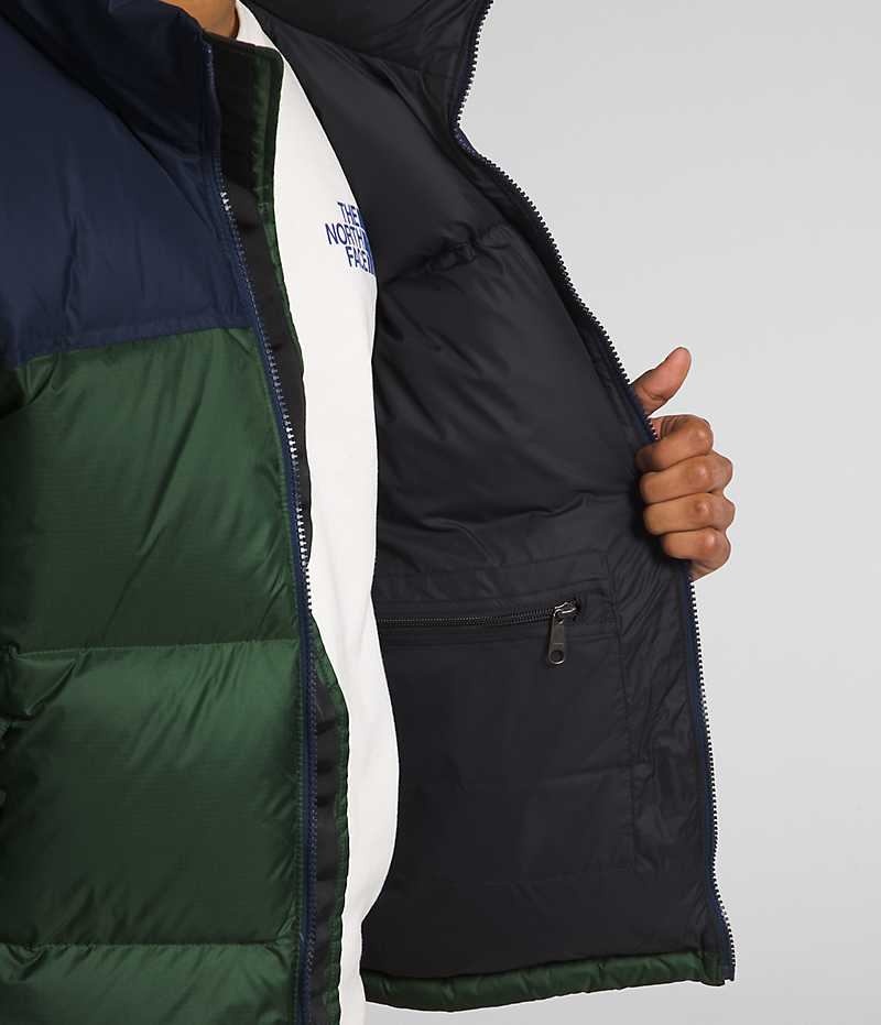 Chaqueta Plumas The North Face 1996 Retro Nuptse Hombre Verde Azul Marino | CHILE-JRSEP