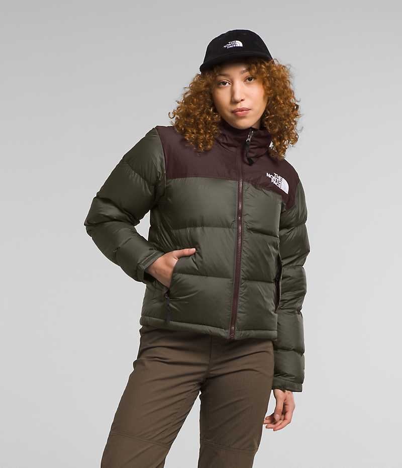 Chaqueta Plumas The North Face 1996 Retro Nuptse Mujer Verde Oliva | CHILE-FLJAN