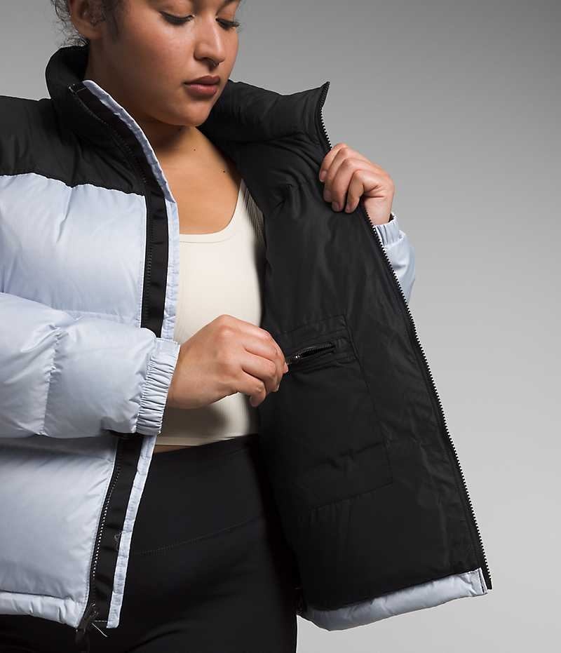 Chaqueta Plumas The North Face Plus 1996 Retro Nuptse Mujer Azules Claro Negras | CHILE-PTXKE