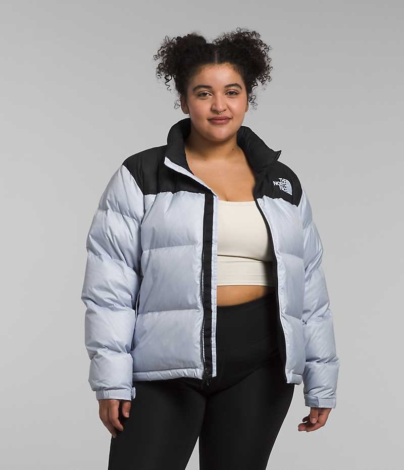 Chaqueta Plumas The North Face Plus 1996 Retro Nuptse Mujer Azules Claro Negras | CHILE-PTXKE