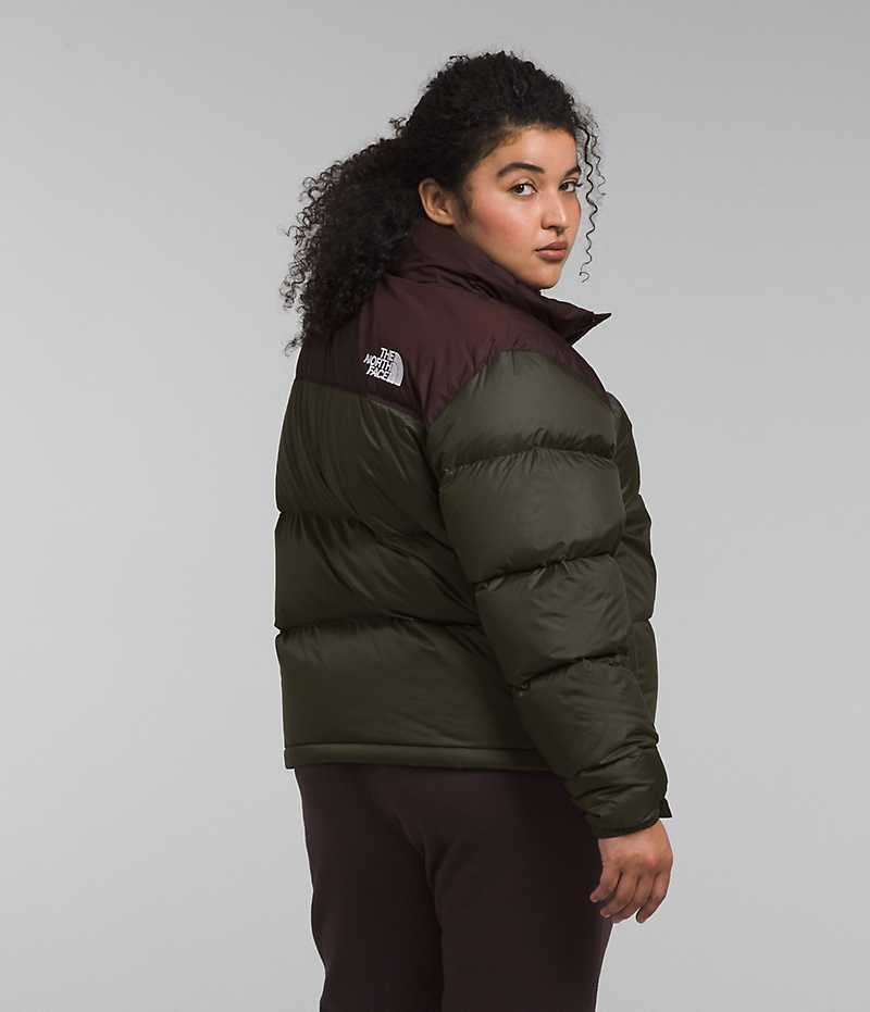 Chaqueta Plumas The North Face Plus 1996 Retro Nuptse Mujer Verde Marrones | CHILE-JELWA