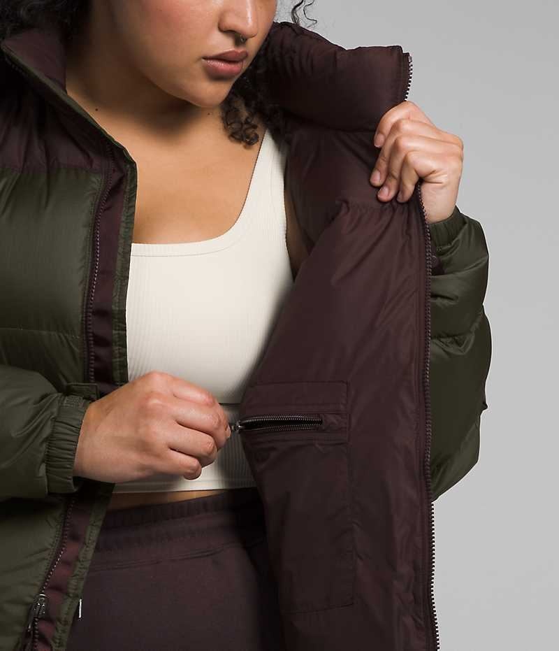 Chaqueta Plumas The North Face Plus 1996 Retro Nuptse Mujer Verde Marrones | CHILE-JELWA