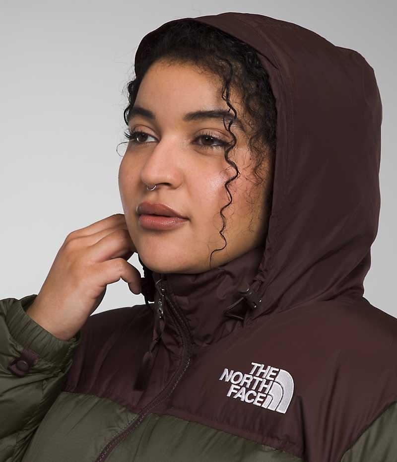 Chaqueta Plumas The North Face Plus 1996 Retro Nuptse Mujer Verde Marrones | CHILE-JELWA