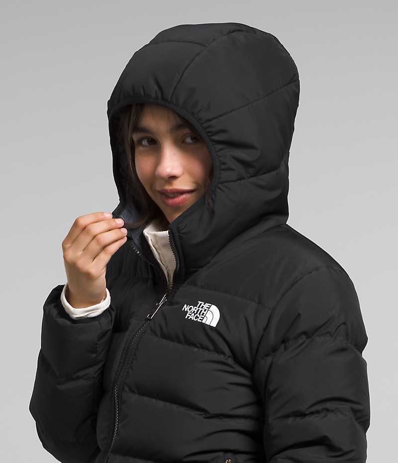 Chaqueta Plumas The North Face Reversible North Encapuchado Niña Negras | CL-VUDHT