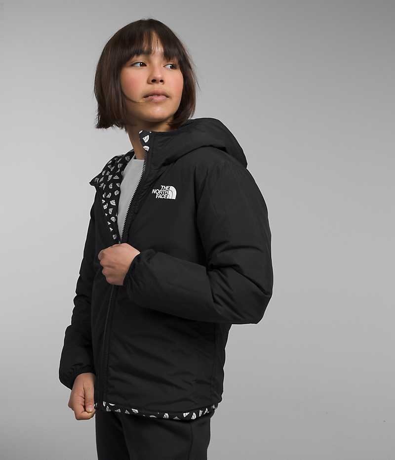 Chaqueta Plumas The North Face Reversible North Encapuchado Niña Negras | CHILE-GWFHN