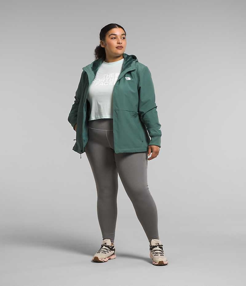 Chaqueta Softshell The North Face Plus Shelbe Raschel Hoodie Mujer Verde | CHILE-XNZCG