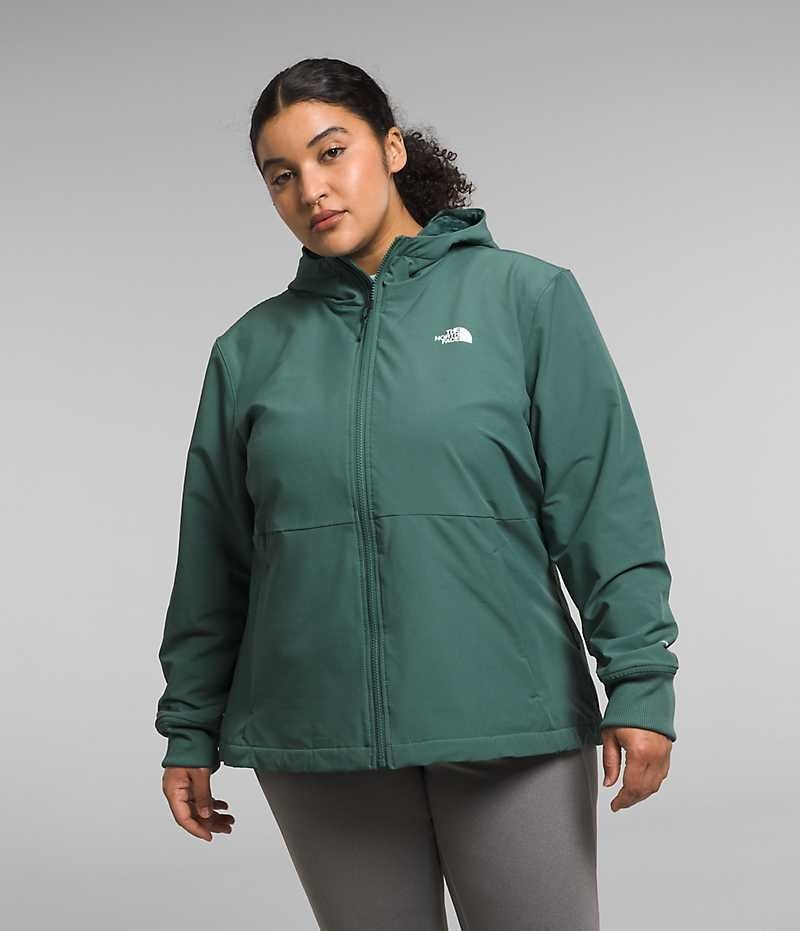 Chaqueta Softshell The North Face Plus Shelbe Raschel Hoodie Mujer Verde | CHILE-XNZCG