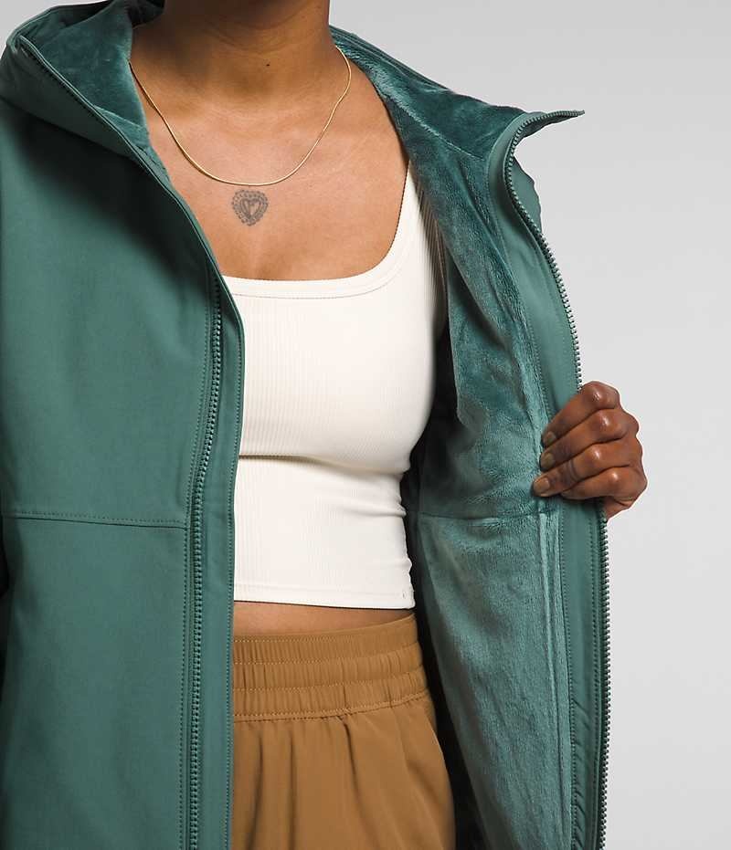 Chaqueta Softshell The North Face Shelbe Raschel Hoodie Mujer Verde | CHILE-ZTBCN