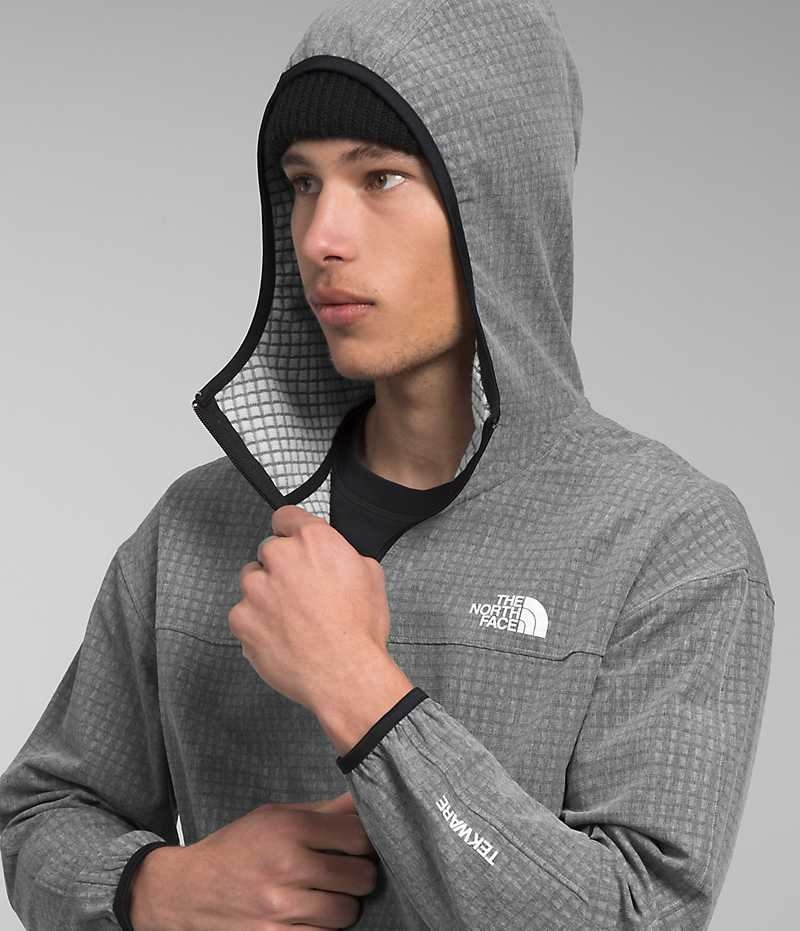 Chaquetas De Lana The North Face Tekware™ Grid Hoodie Hombre Gris | CHILE-IAFKR